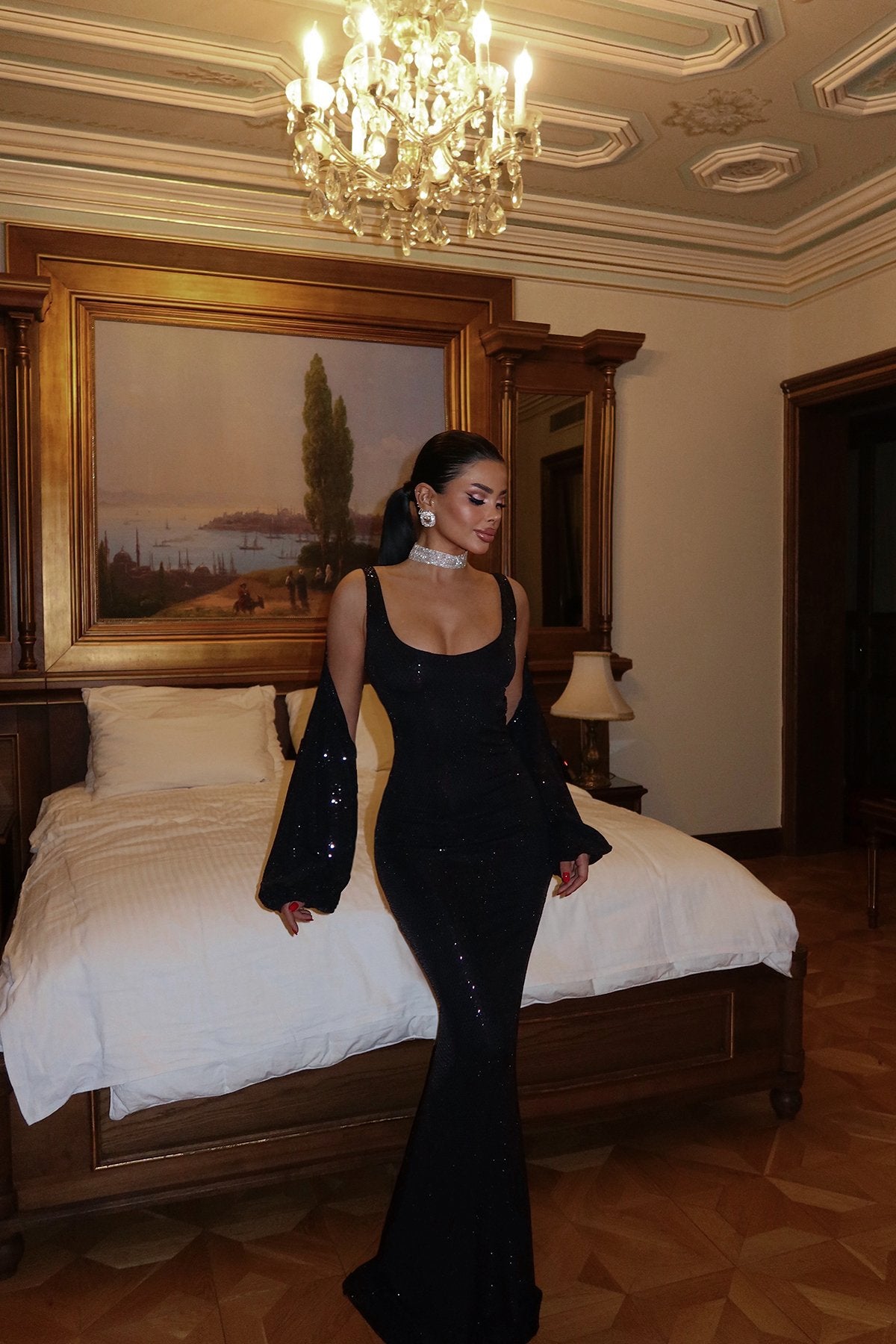 Black Lucca Glitter Dress ATE-2312