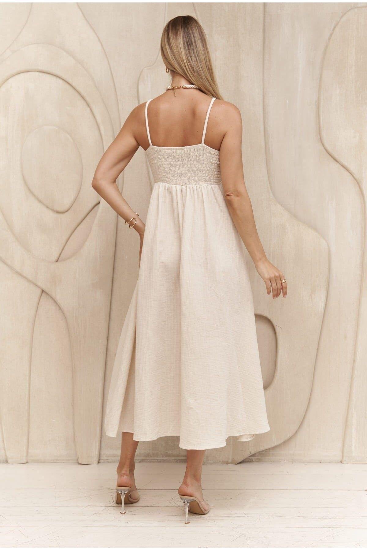 Begonia Beige Muslin Dress