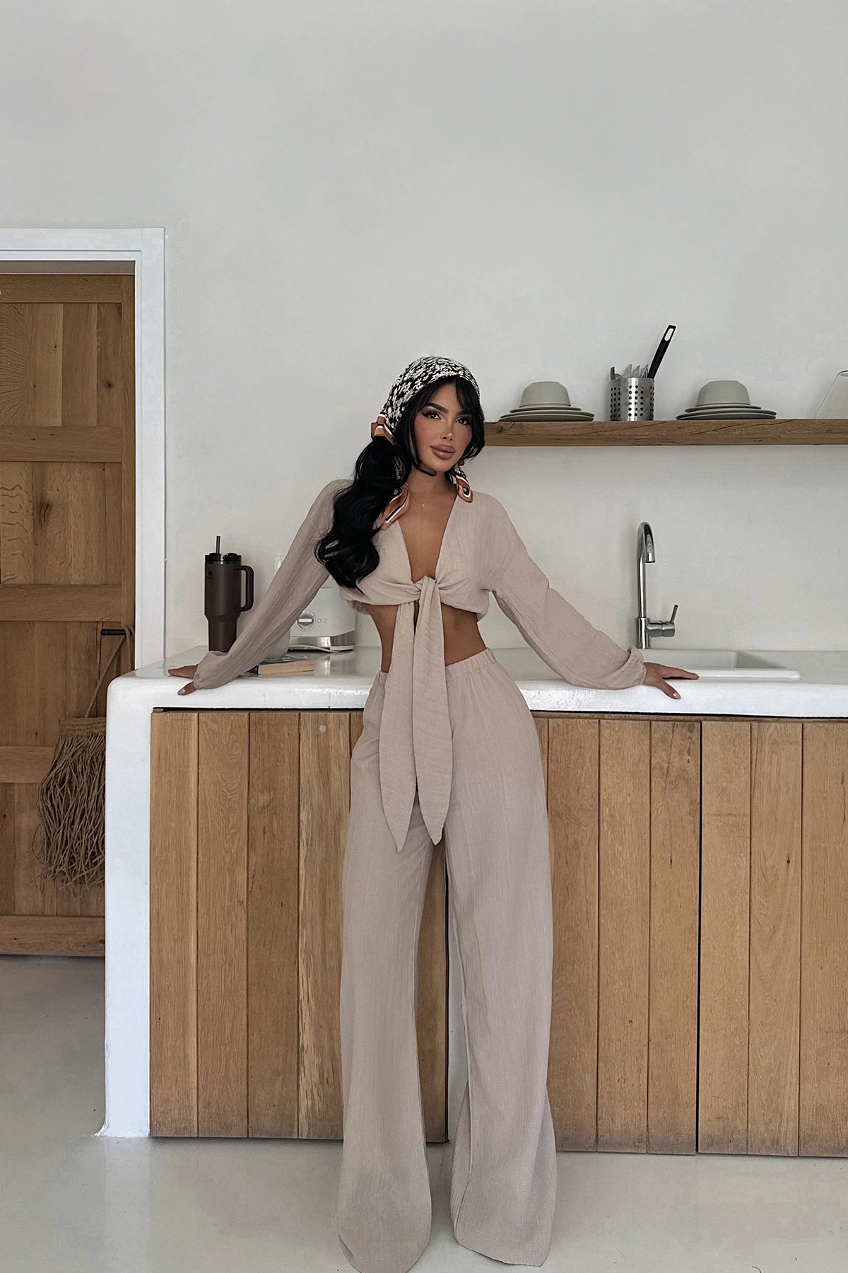 Beige Adelina Tie-Down Set ATE-1083