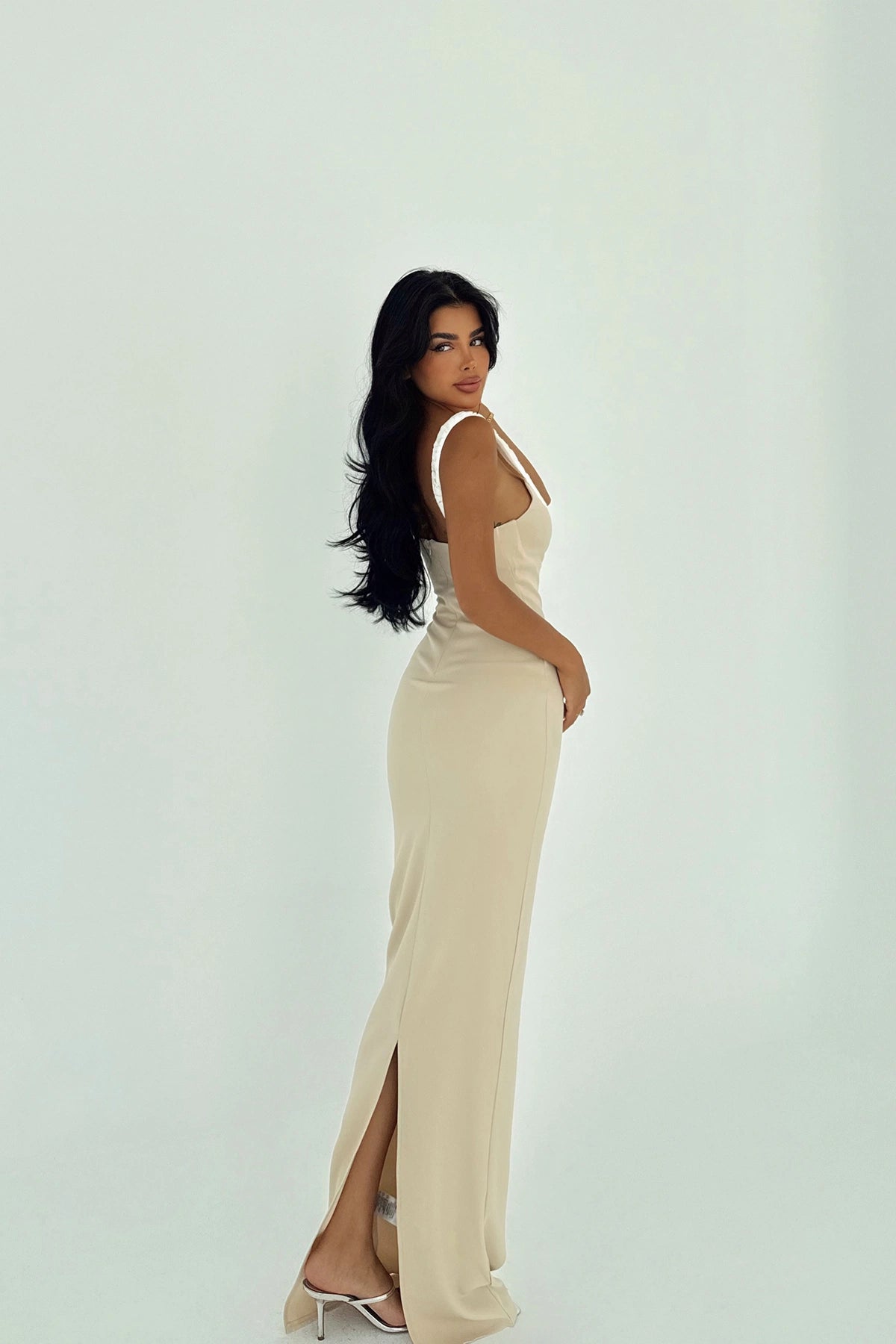 Beige Cordelia Long Dress ATE-3024