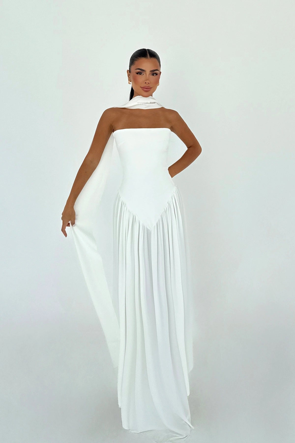 White Sinatra Long Dress ATE-3501
