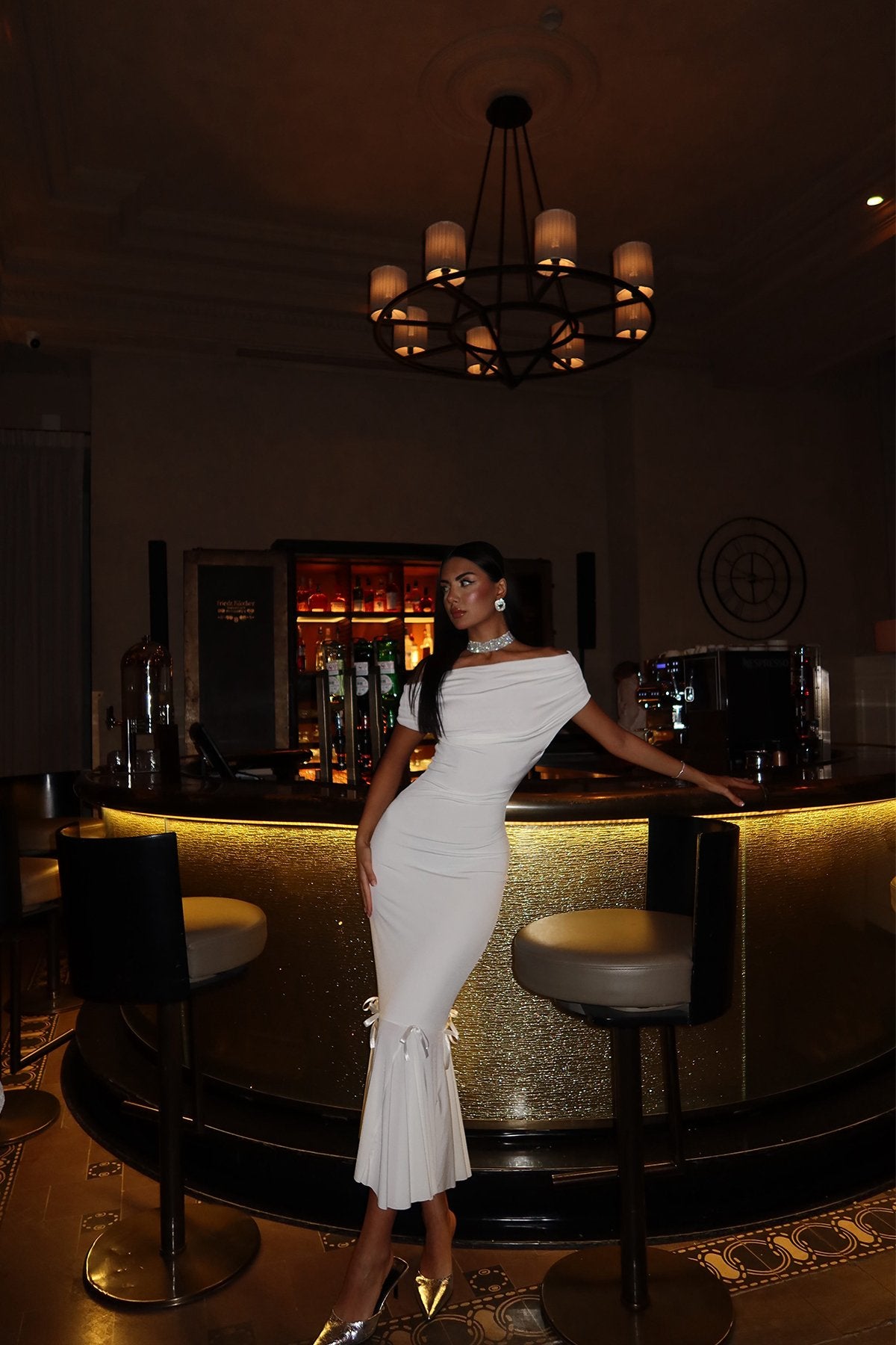 White Bogen Bow Dress ATE-1683