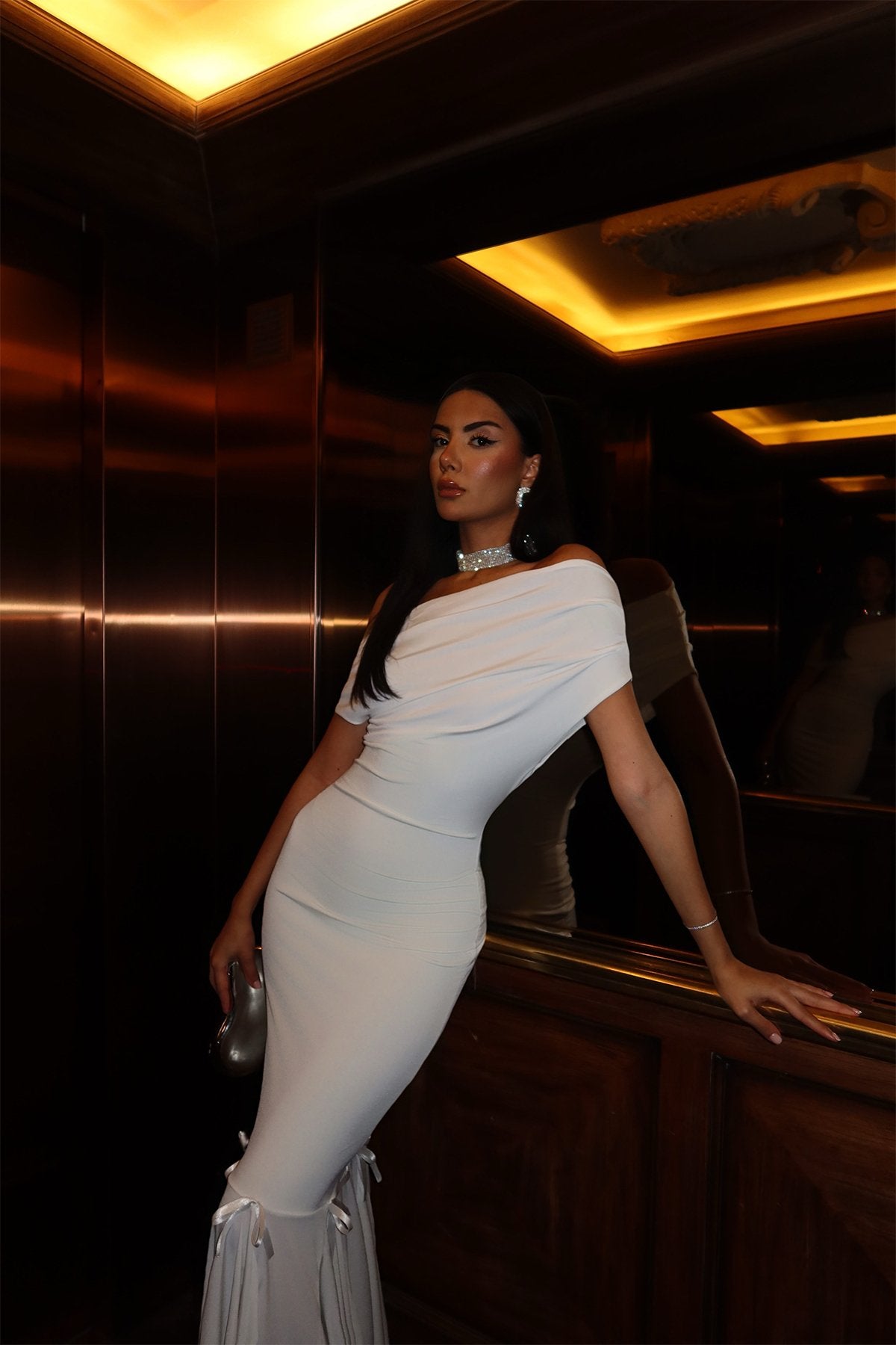 White Bogen Bow Dress ATE-1683