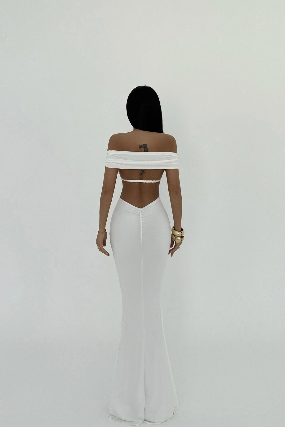 White Seridie Seashell Detail Long Dress ATE-2563