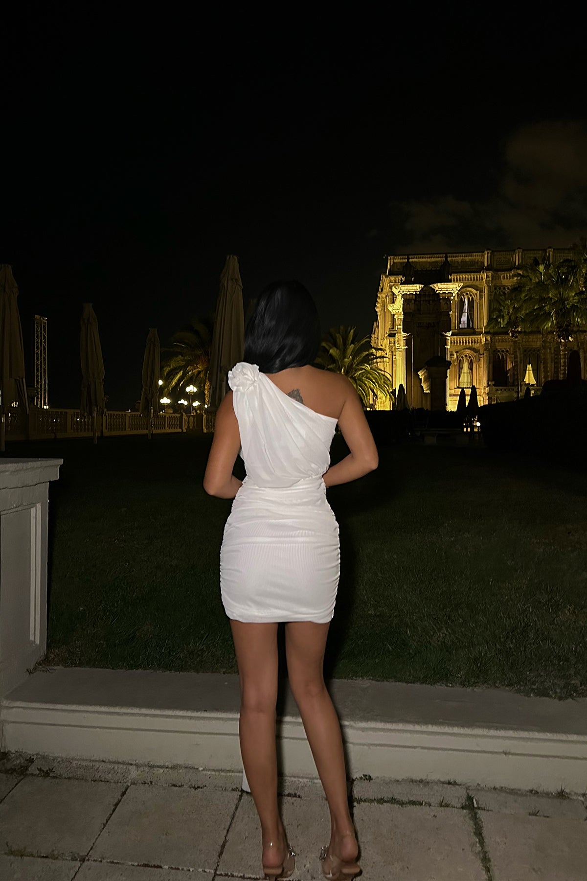White Rose Detail Mini Dress ATE8610