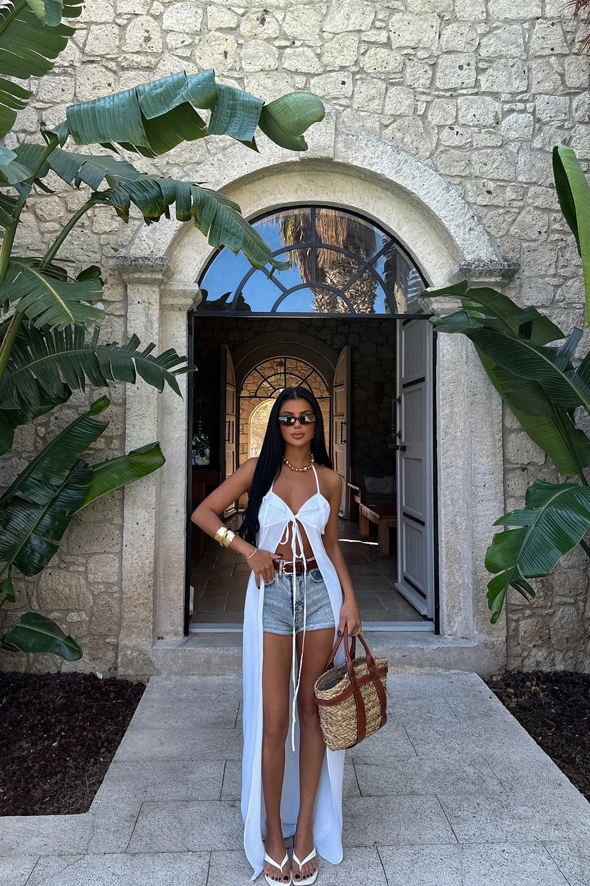 White Strapless Tie Dress
