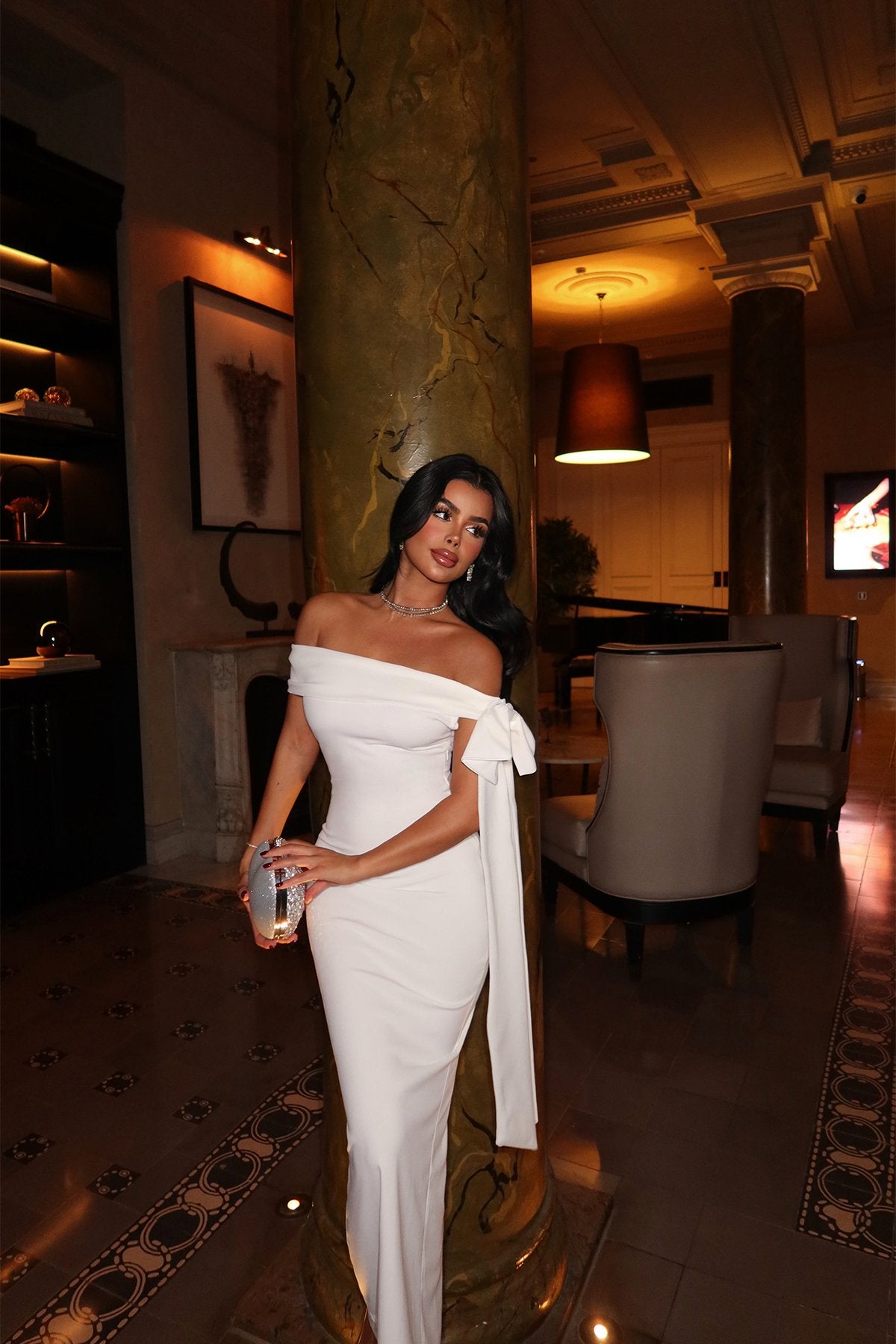 Brianna White Midi Dress ATE-1281