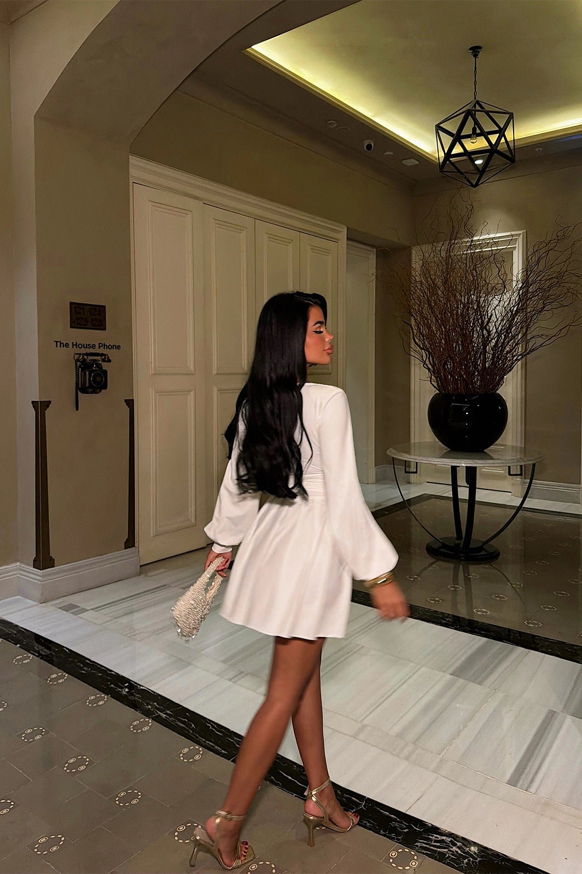 White Dress with Gathered Front ATE-6840 (PRE-ORDER)