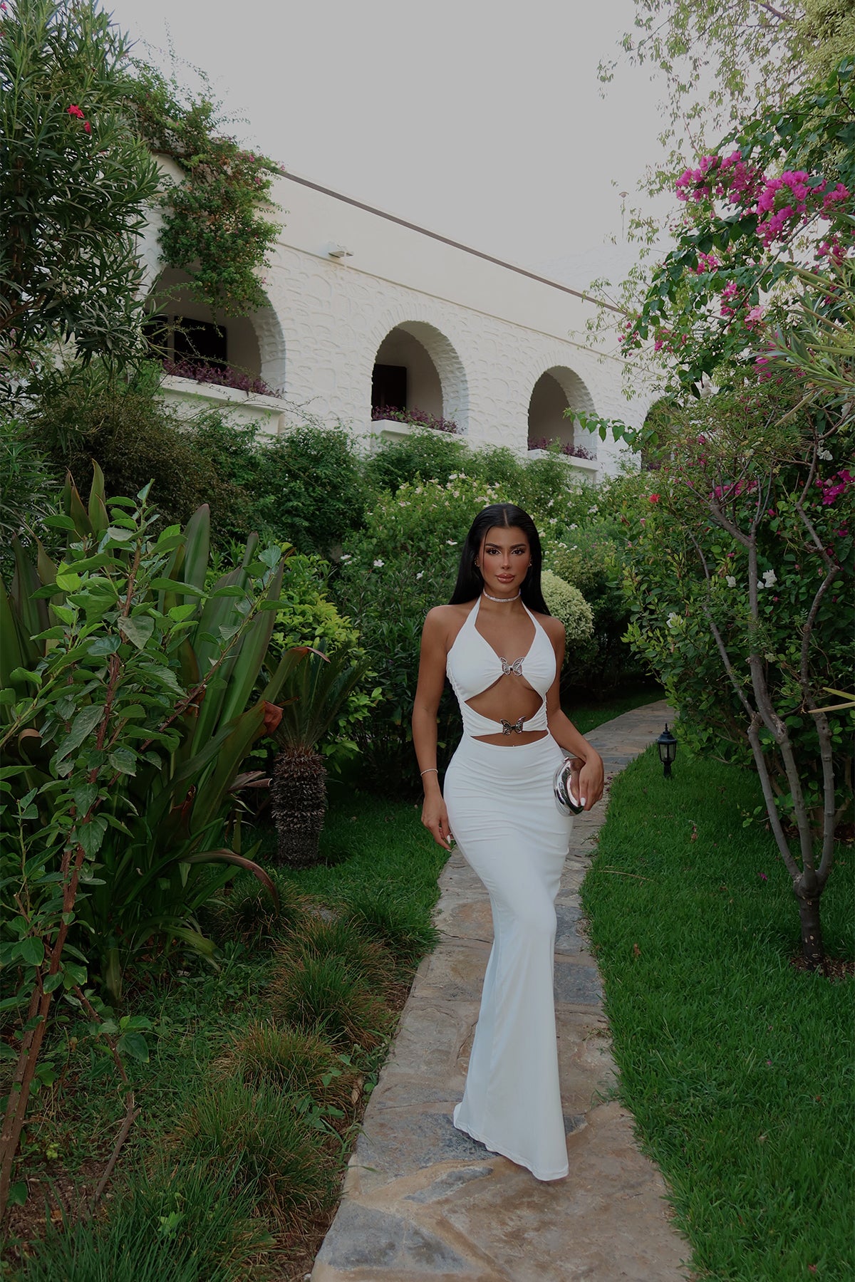White Marseille Butterfly Accessory Dress