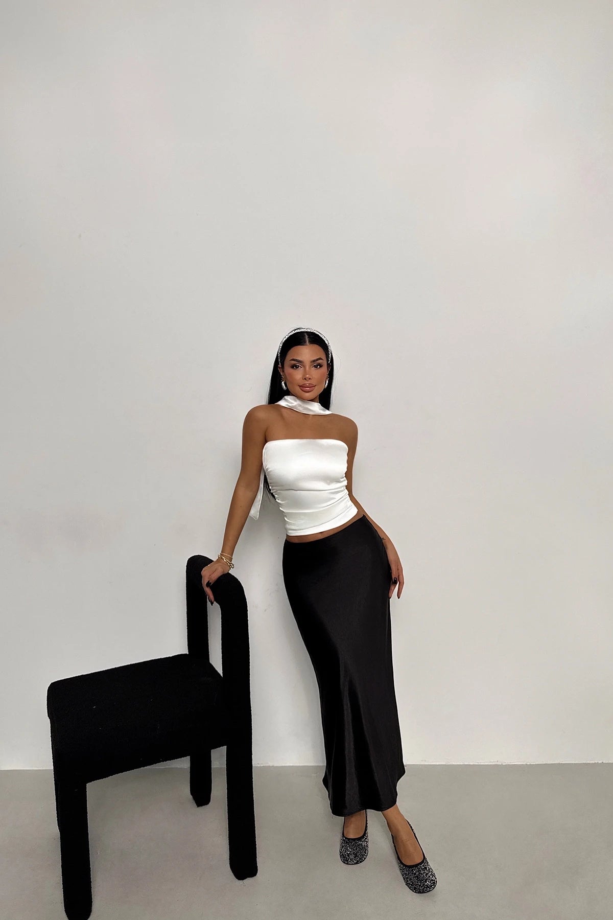 White Satin Crop Top