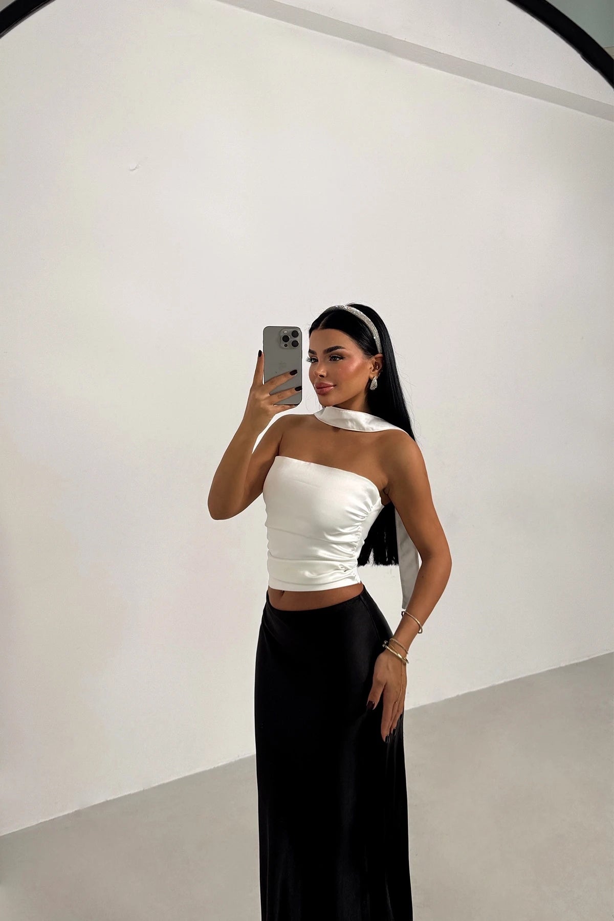 White Satin Crop Top
