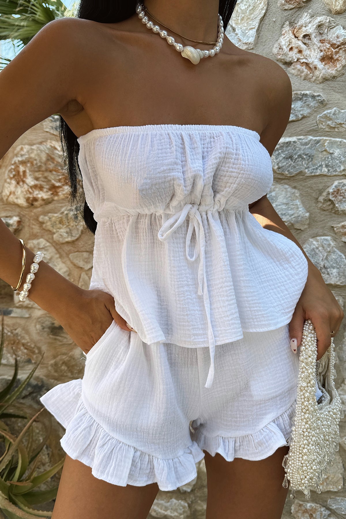 White Tanja Shorts Suit