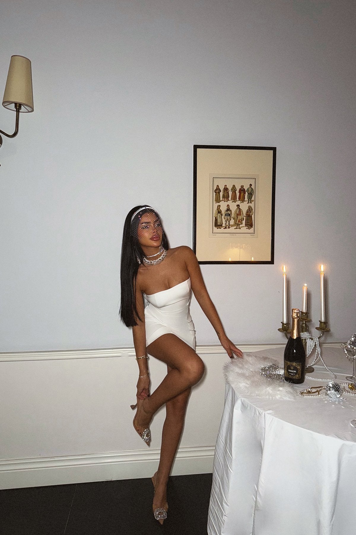 White Strapless Mini Dress ATE-1546