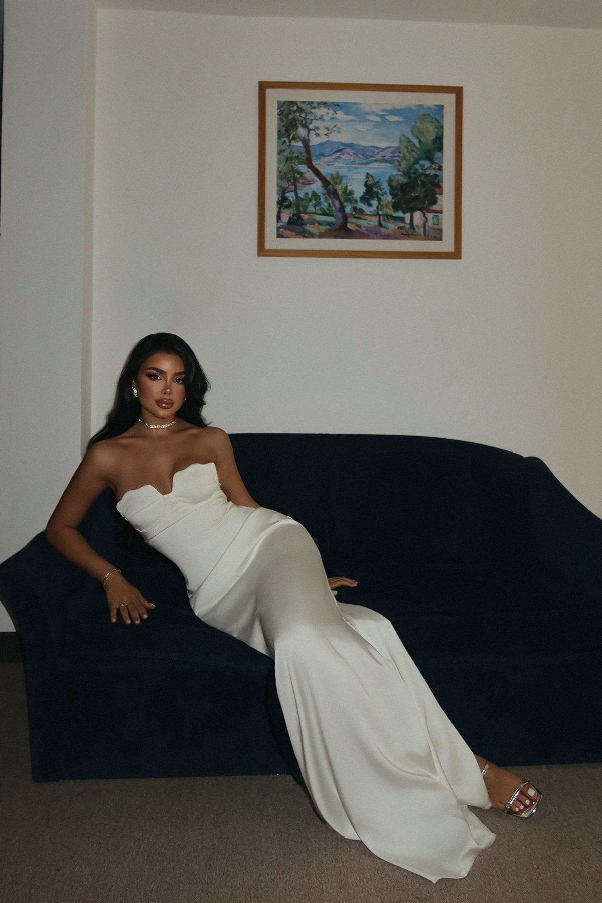 White Gallian Strapless Dress