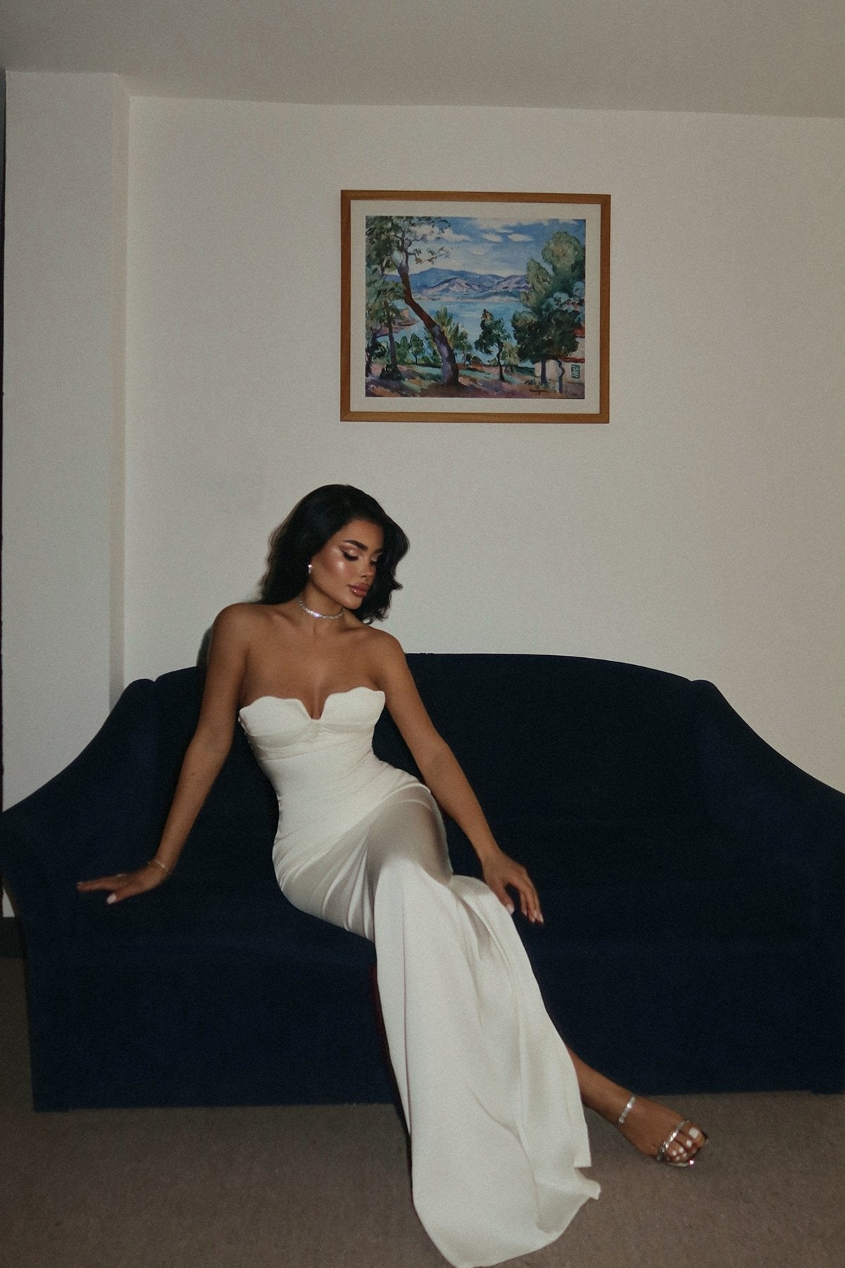 White Gallian Strapless Dress