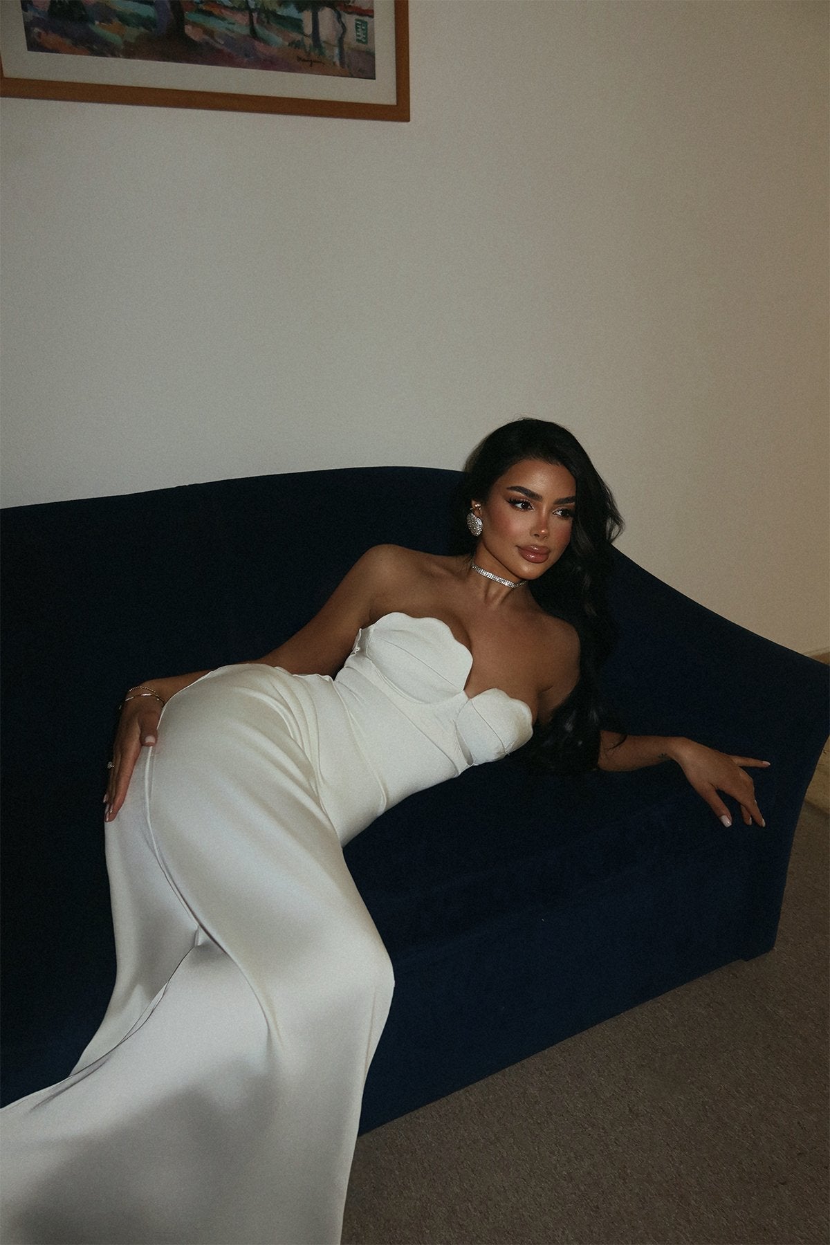White Gallian Strapless Dress