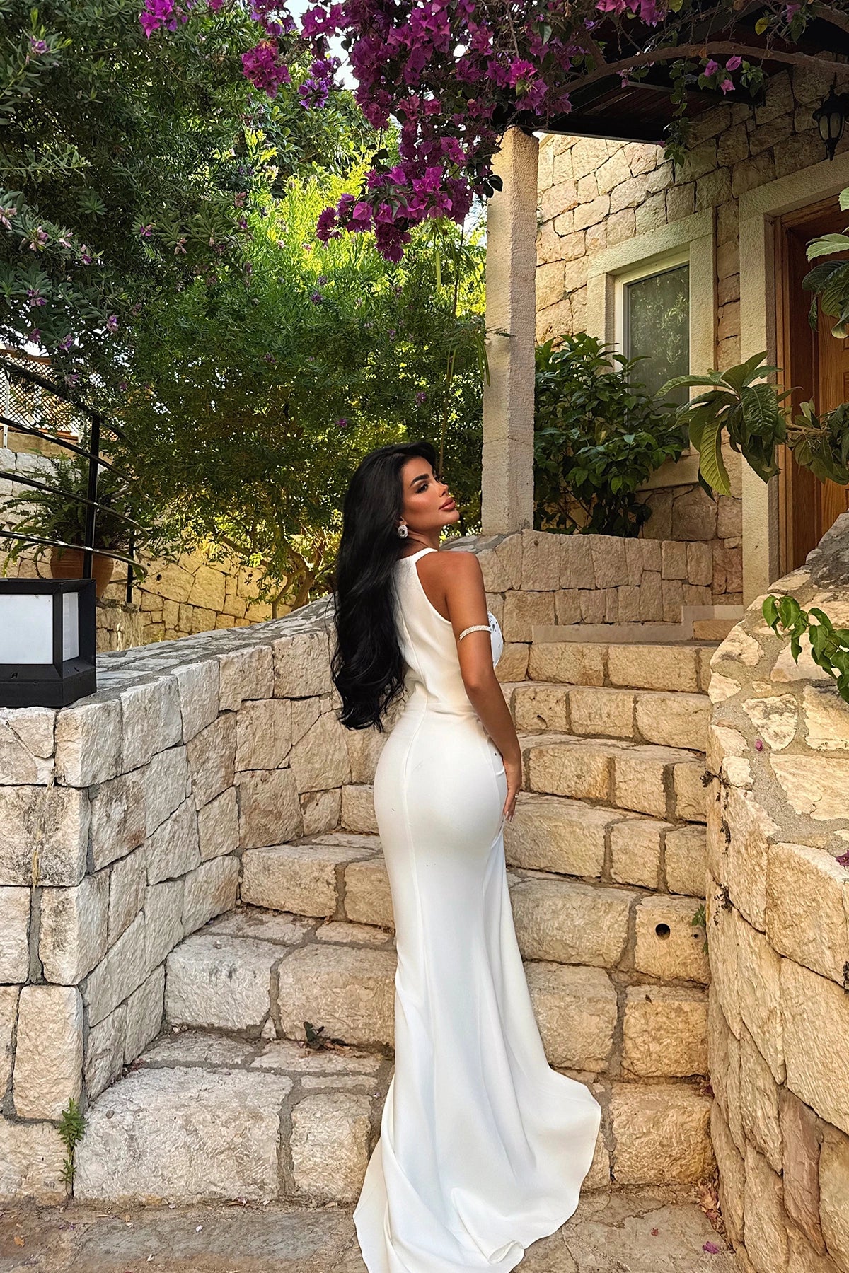 White Marisol Long Slit Evening Dress ATE-3276