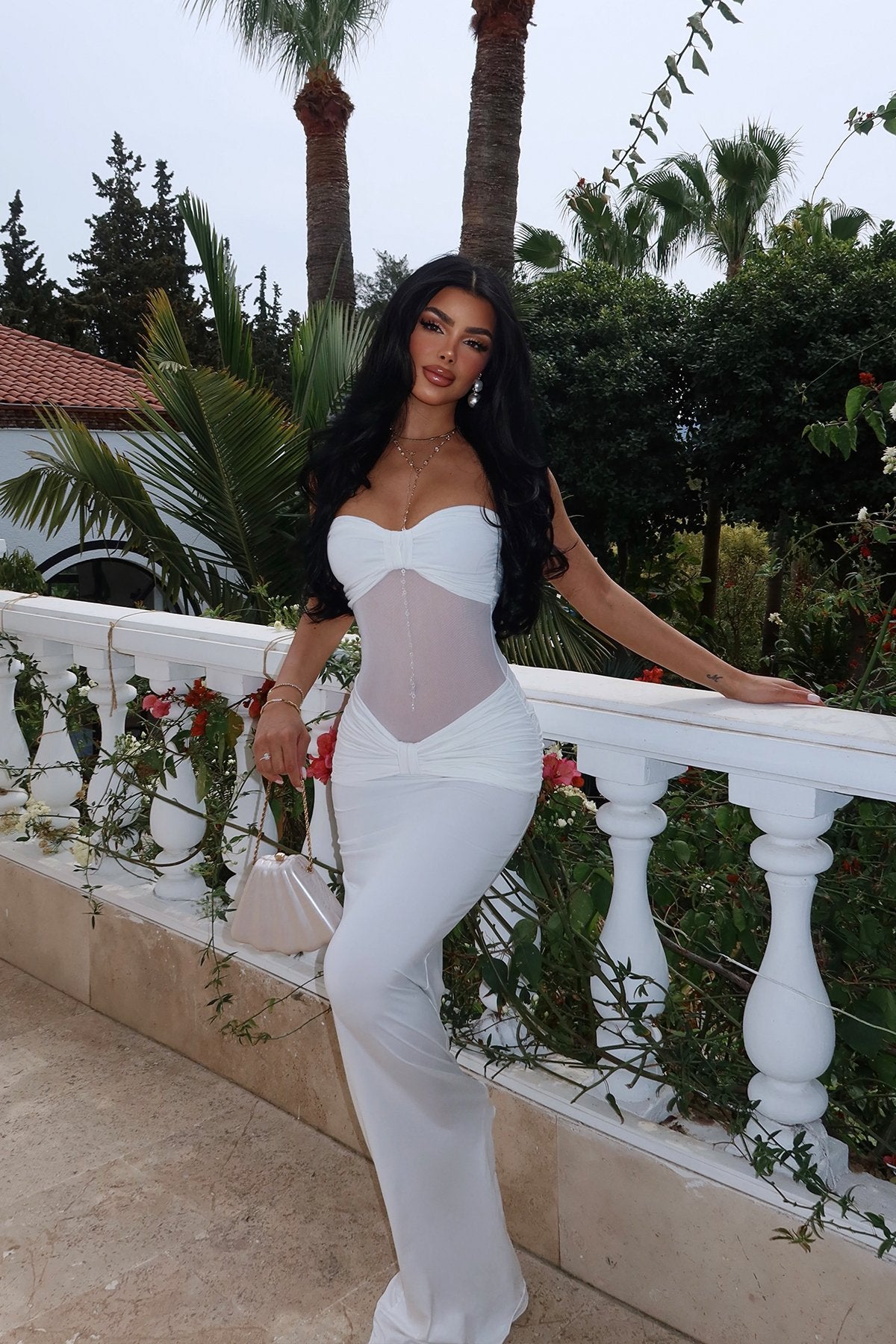 White Transparent LİDİA Long Dress ATE-2504