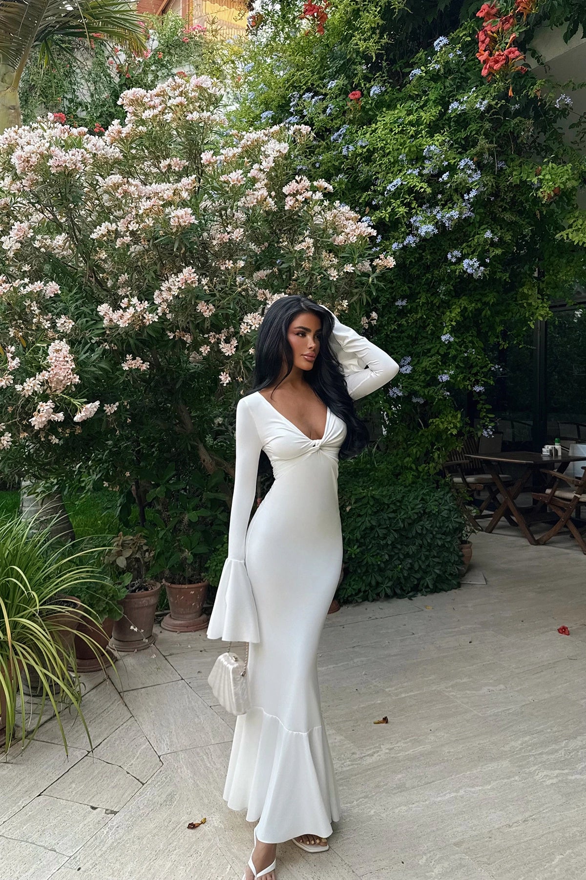White Lai Long Dress ATE-3096