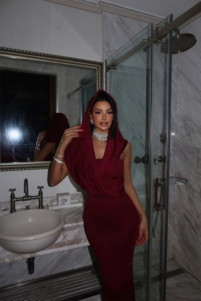 Burgundy Coralie Long Dress