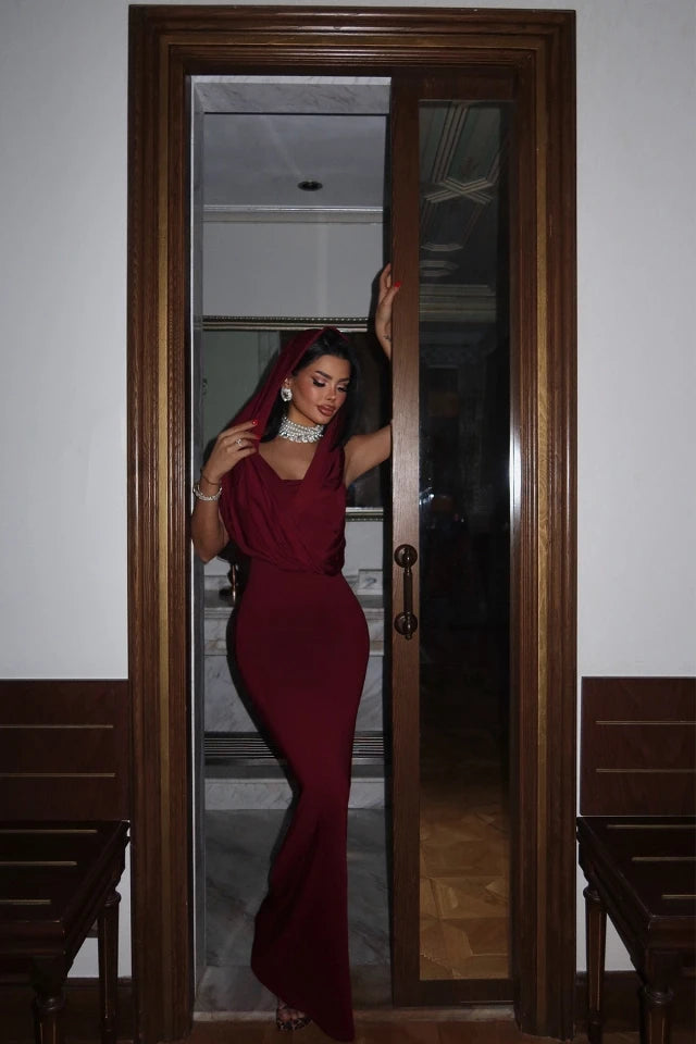 Burgundy Coralie Long Dress