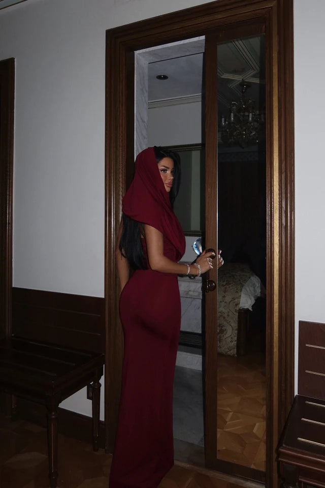 Burgundy Coralie Long Dress