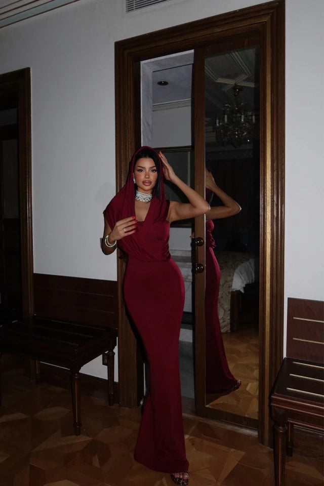 Burgundy Coralie Long Dress