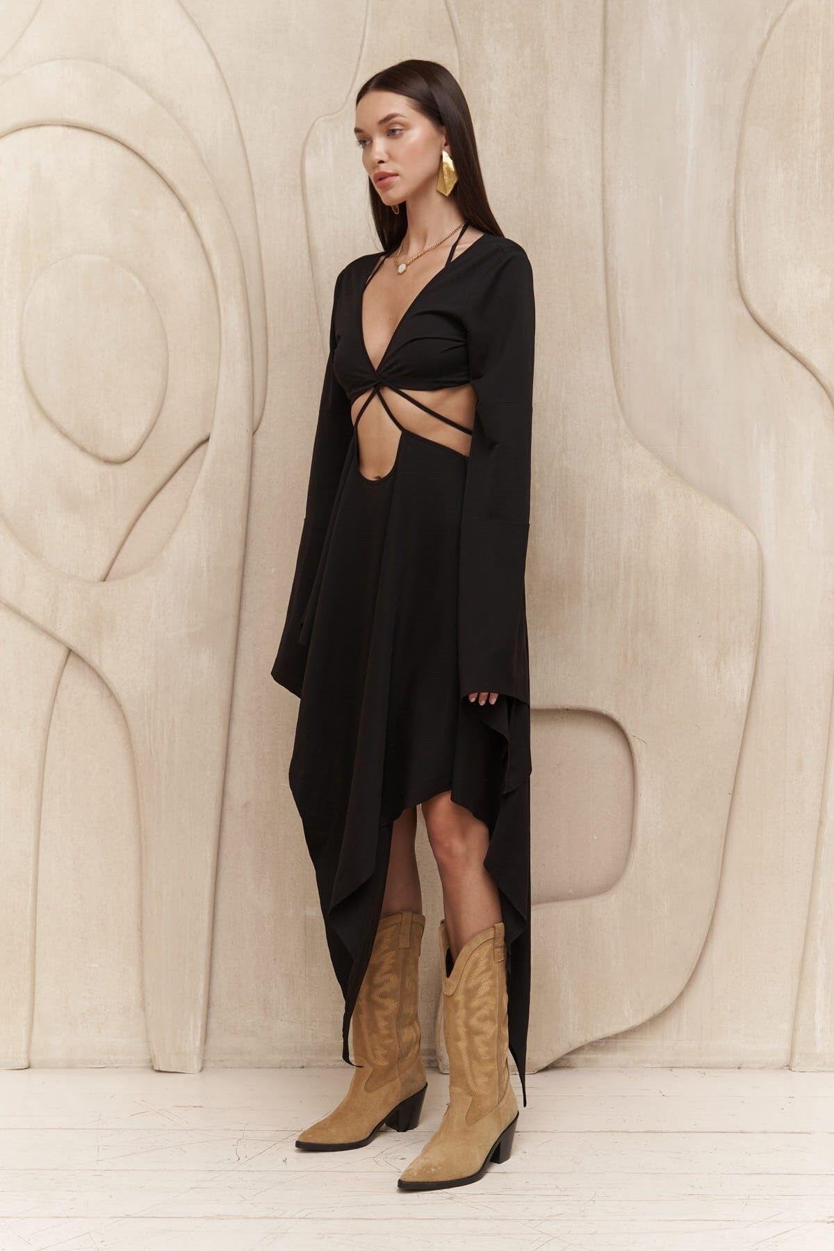 Coachella Black Crop Dress Set