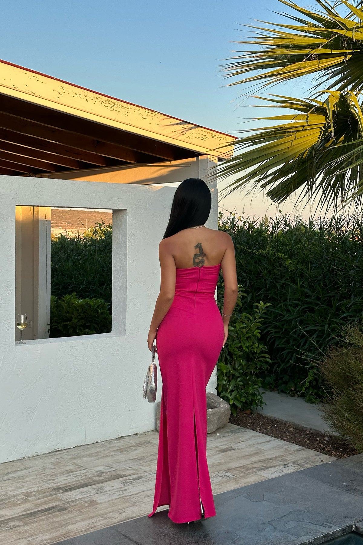 Diana Fuchsia Stone Detail Dress