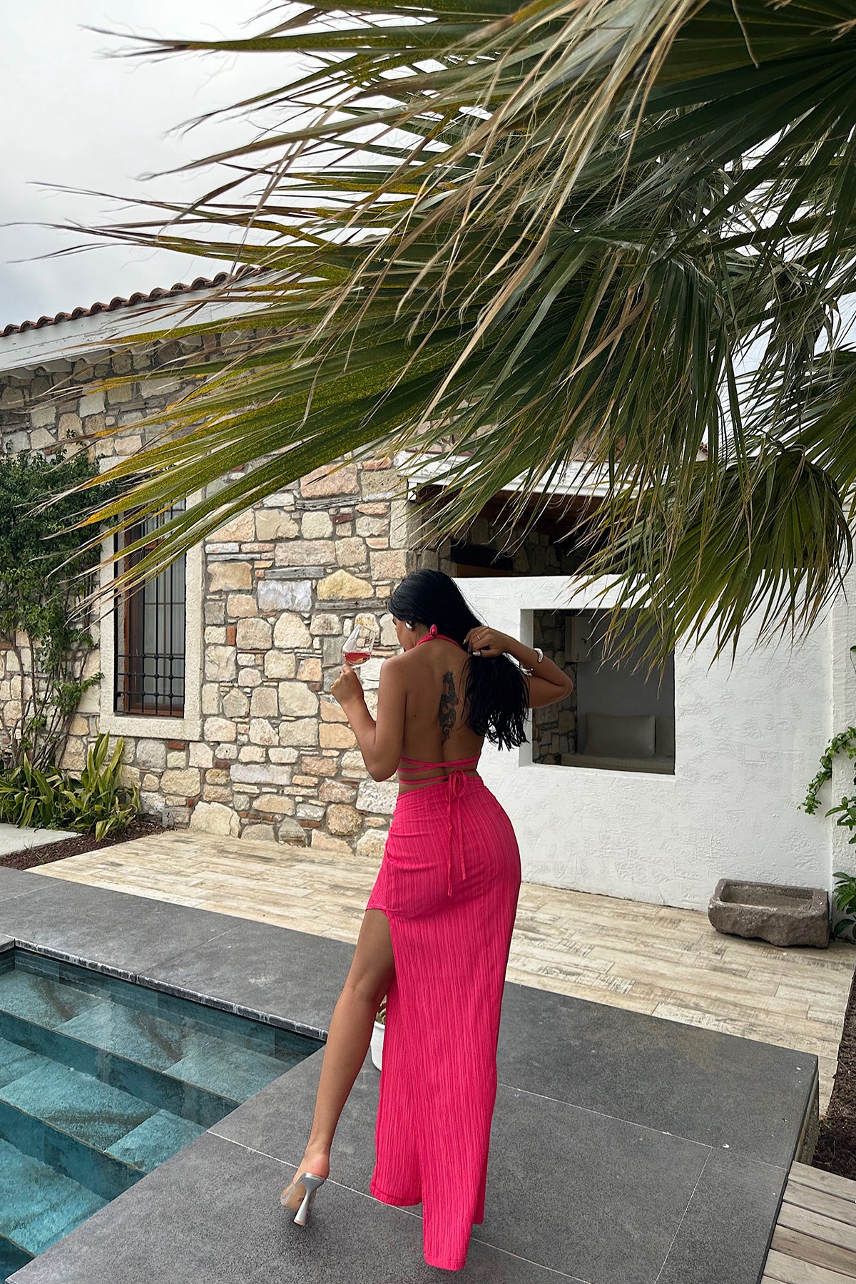 Fuchsia Lona Tied Suit ATE-1028
