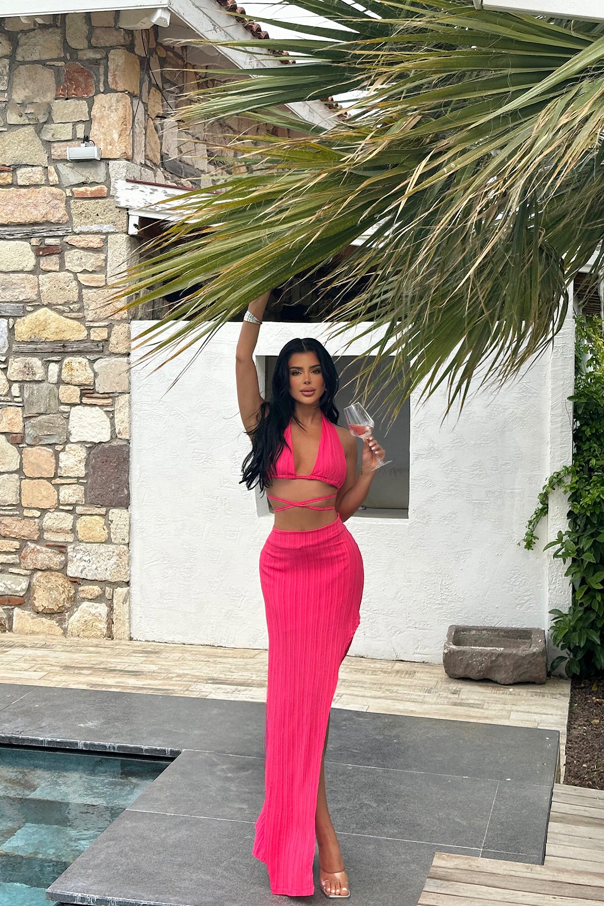 Fuchsia Lona Tied Suit ATE-1028