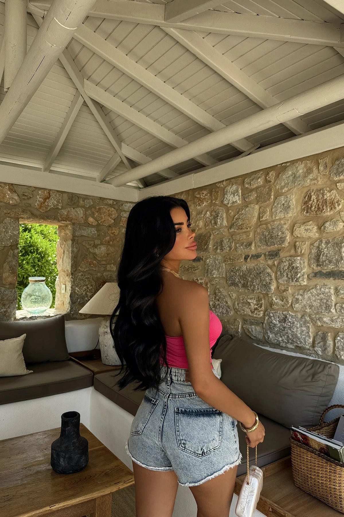Fuchsia Window Detail Bodysuit