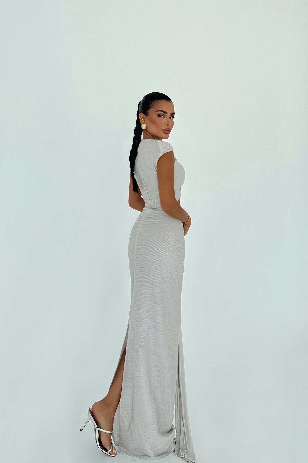Gray Orleans Long Dress ATE-3053