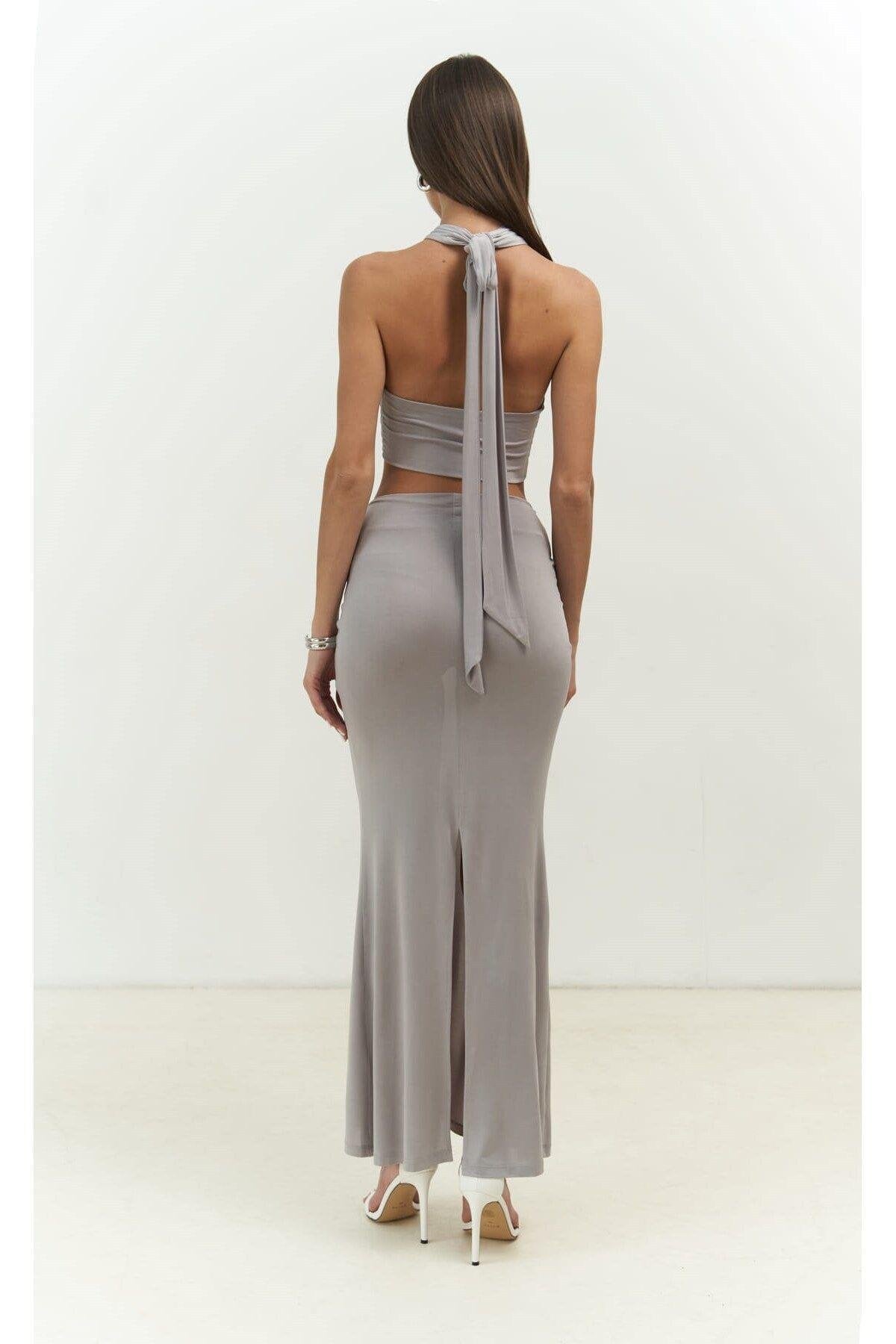 Jolie Gray Crop Skirt Set
