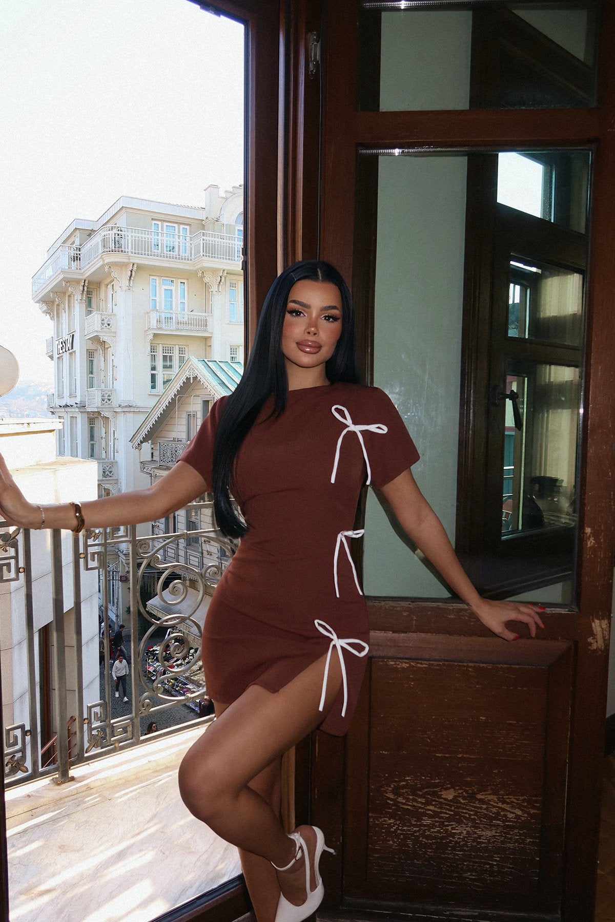 Brown Nari Bow Dress ATE-2274