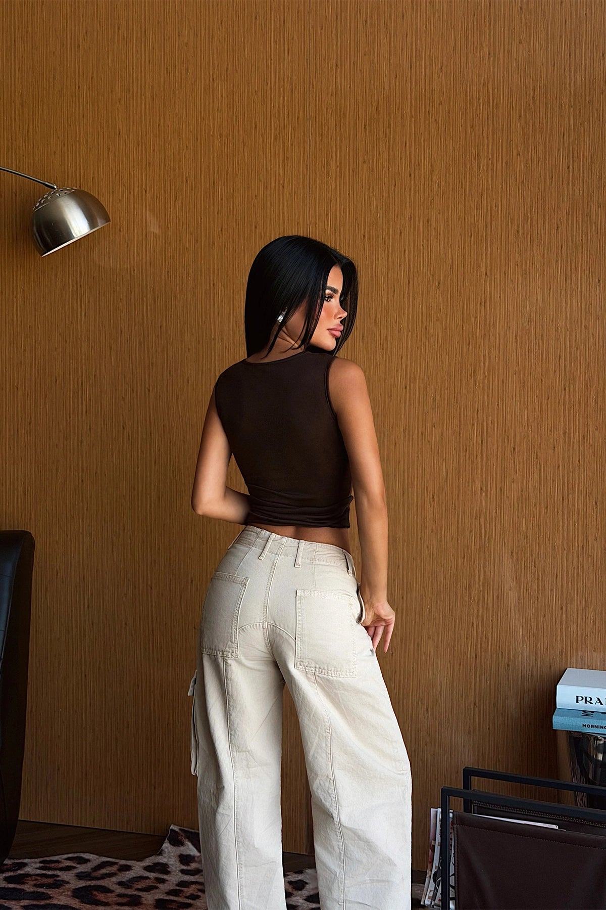 Brown Ruched Crop Top ATE-6195