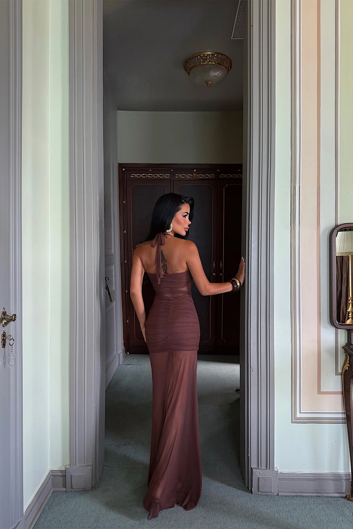 Brown Farley Tulle Long Dress ATE-4704 (PRE-ORDER)