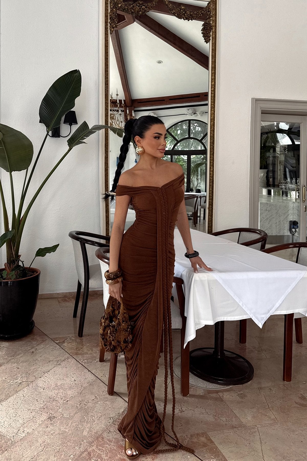 Brown Naselinta Dress ATE-2370
