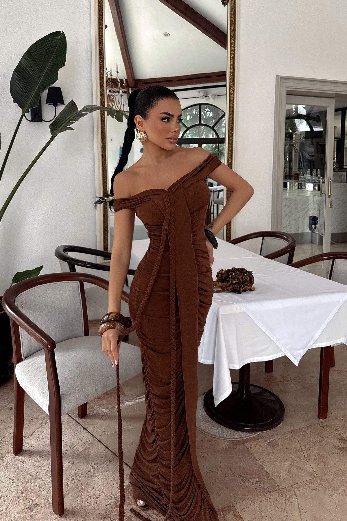 Brown Naselinta Dress ATE-2370