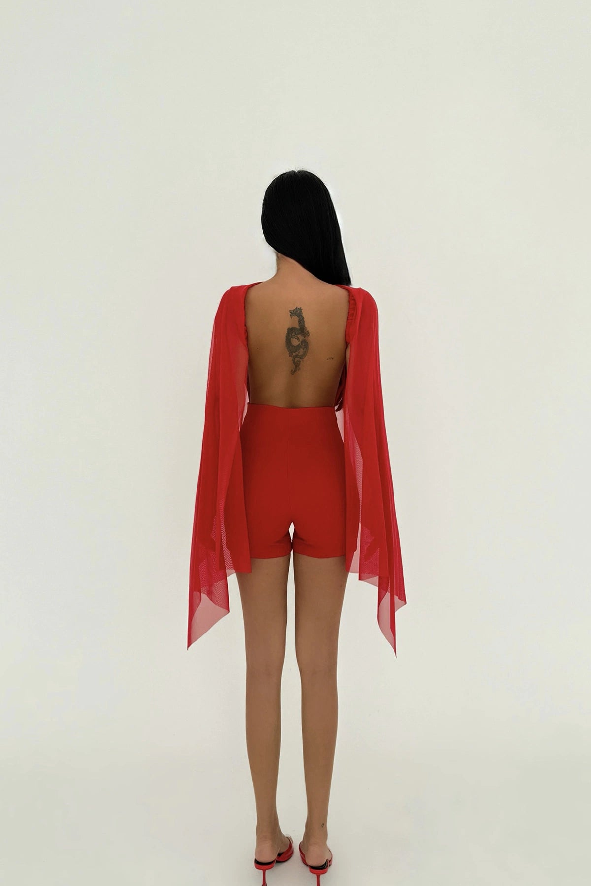 Red Carrie Mini Jumpsuit ATE-2680