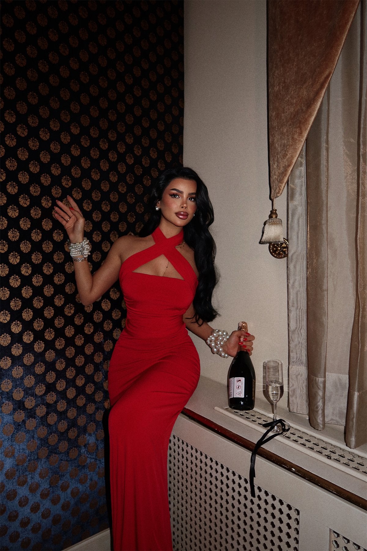 Red Coraline Multi-Lace Dress ATE-2386