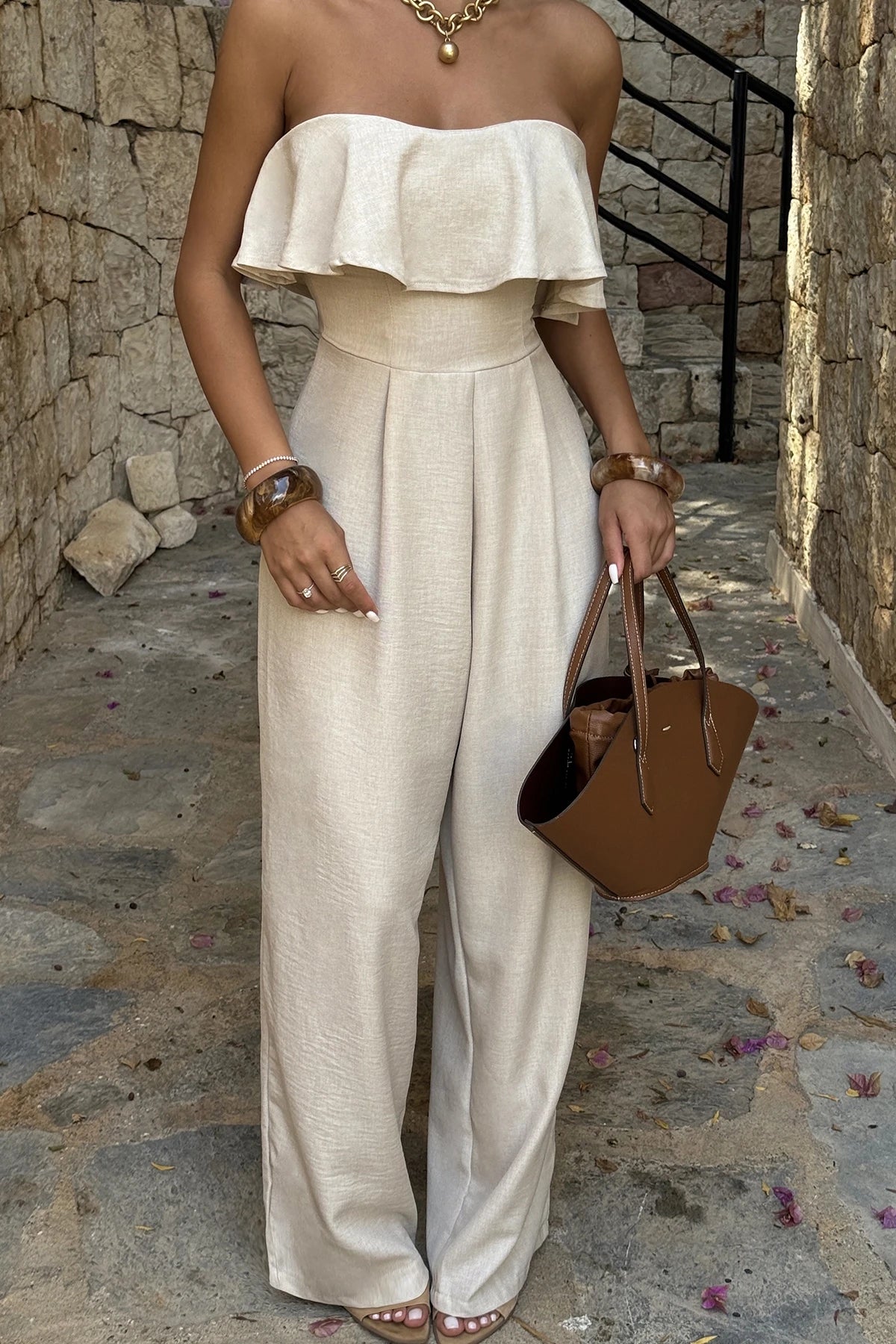 Cream Fedora Jumpsuit