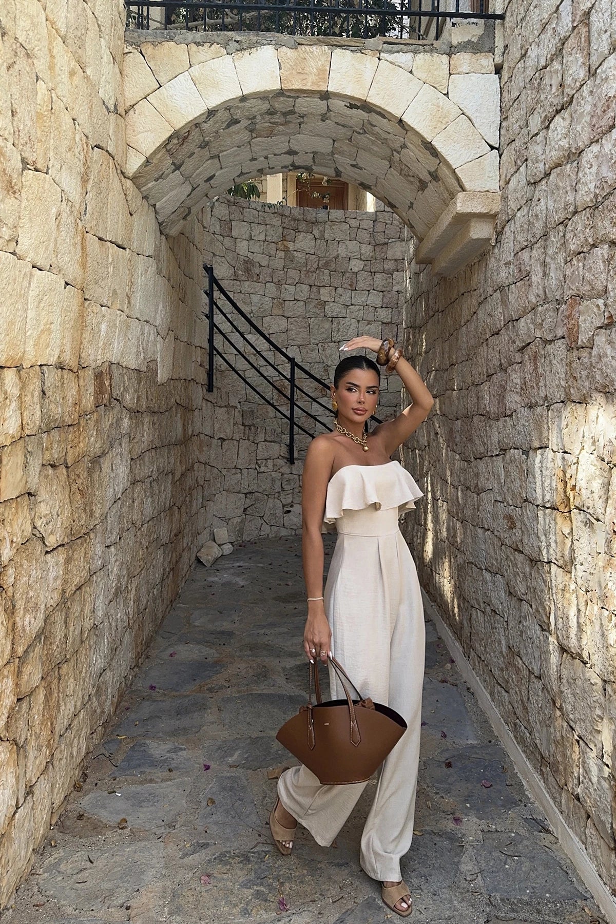 Cream Fedora Jumpsuit