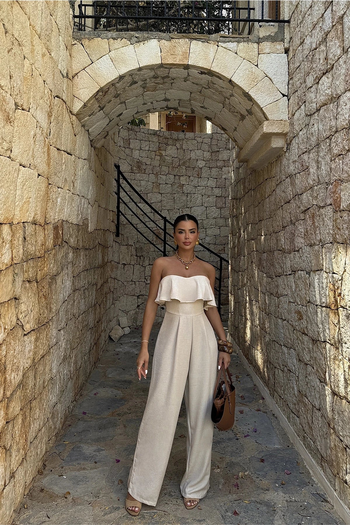 Cream Fedora Jumpsuit