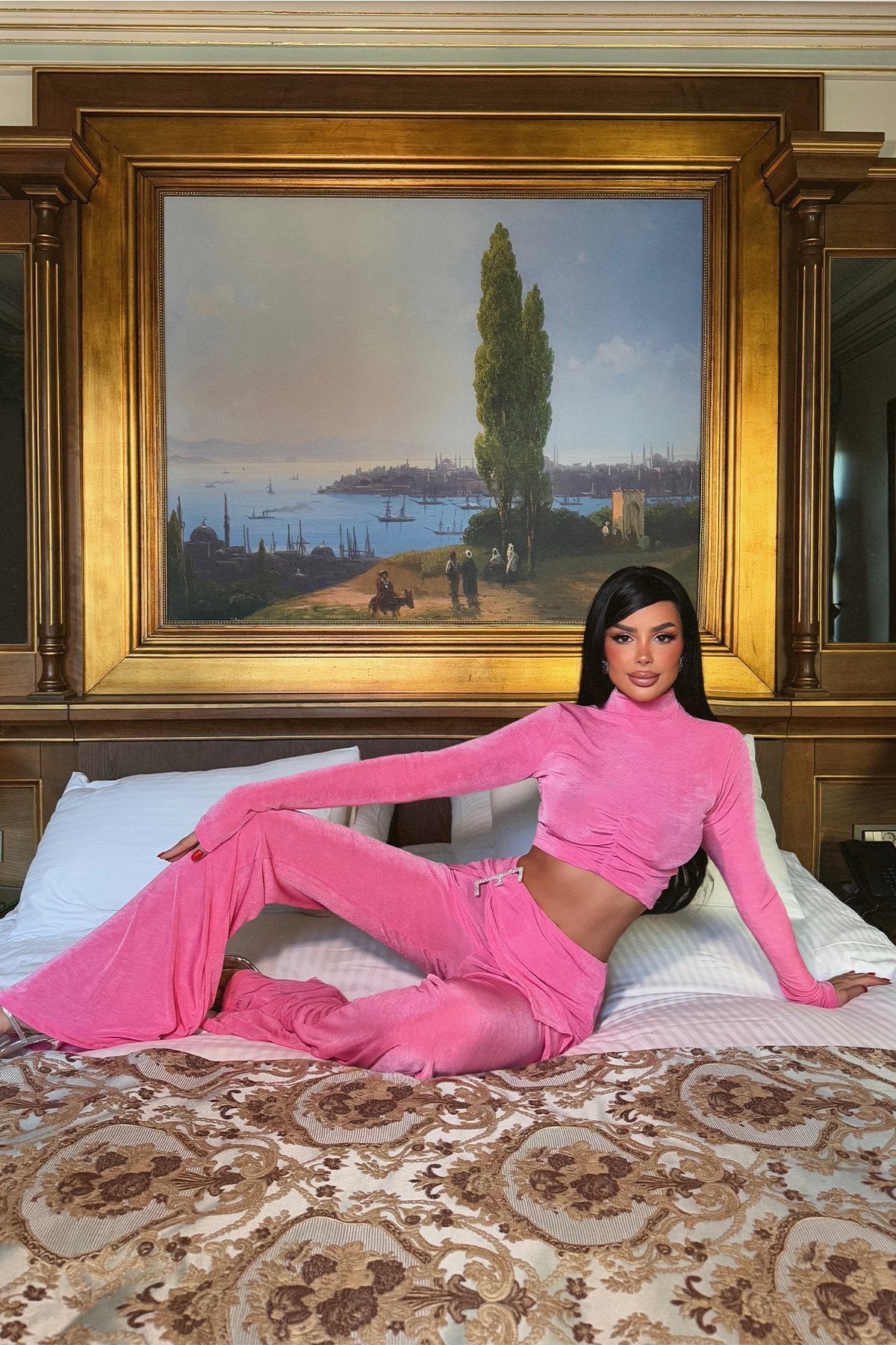 Pink Slit Detail Trouser Suit ATE-1981