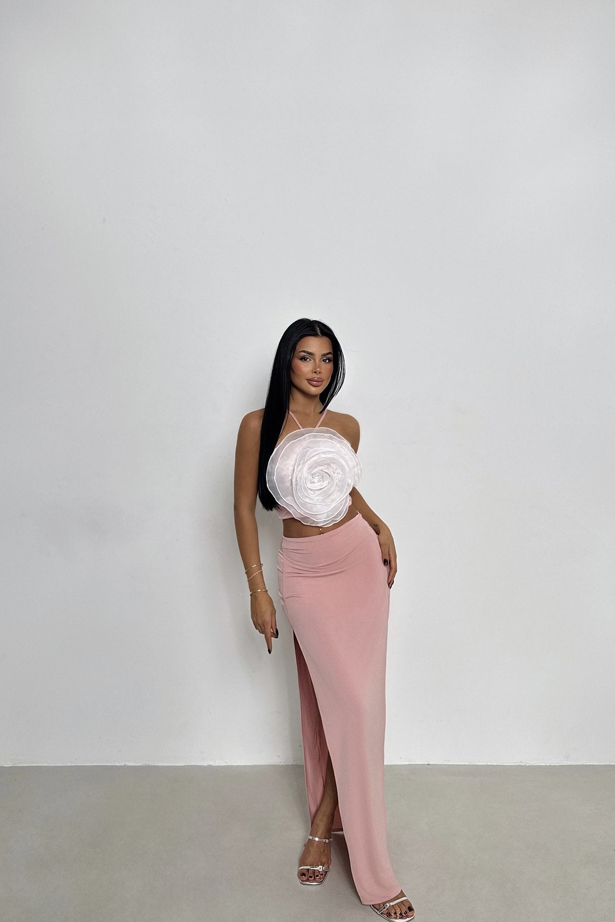 Powder Rose Detail Skirt Suit ATE-1481
