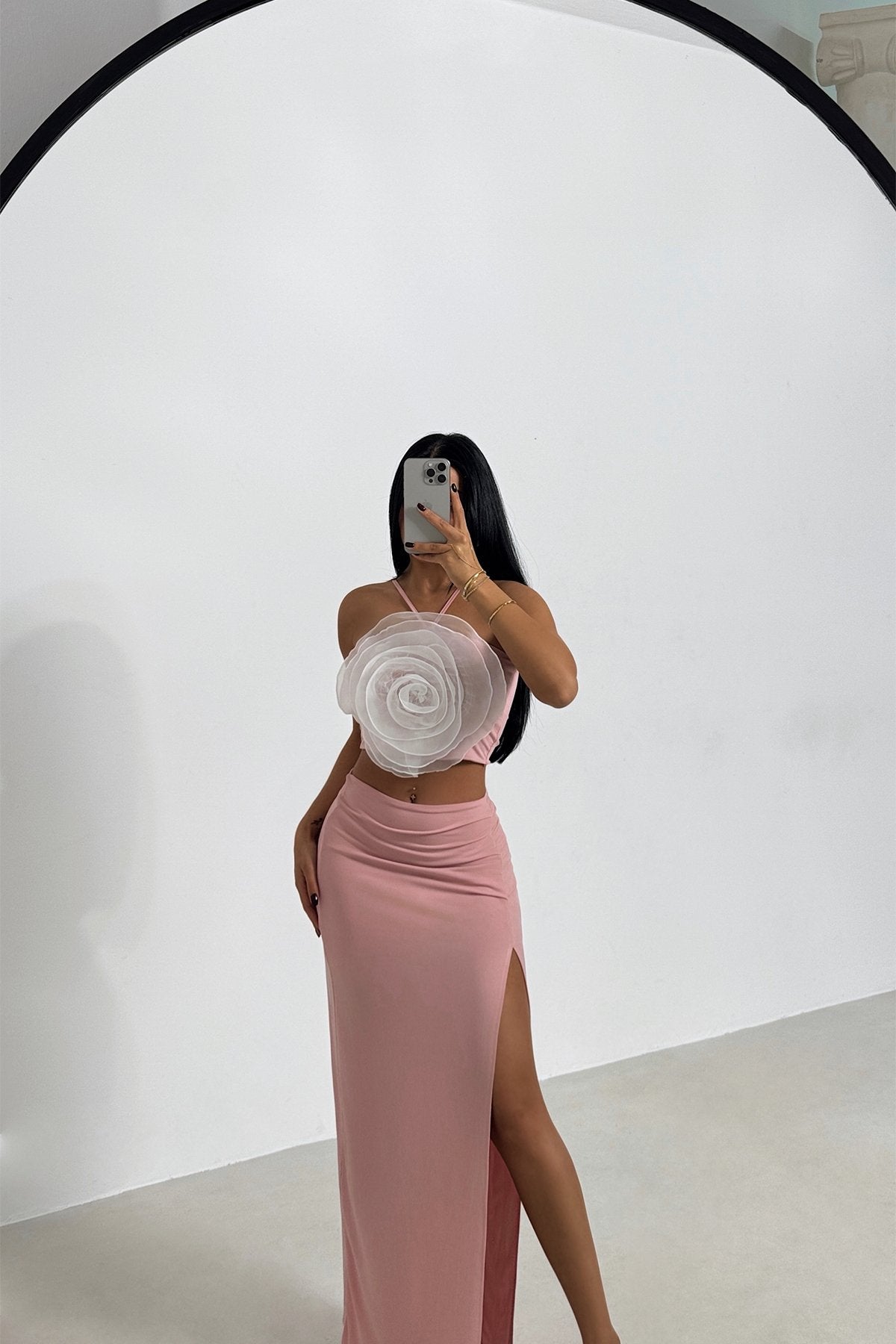 Powder Rose Detail Skirt Suit ATE-1481