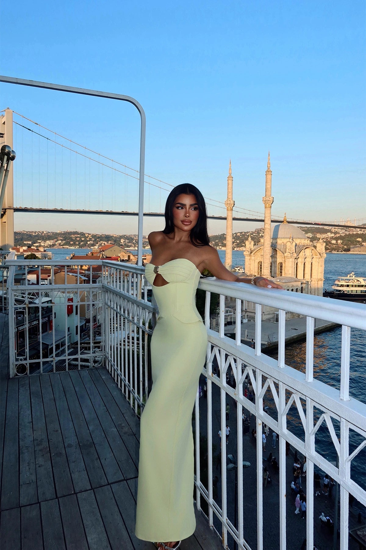 Yellow Soho Corset Detailed Long Dress ATE-3202