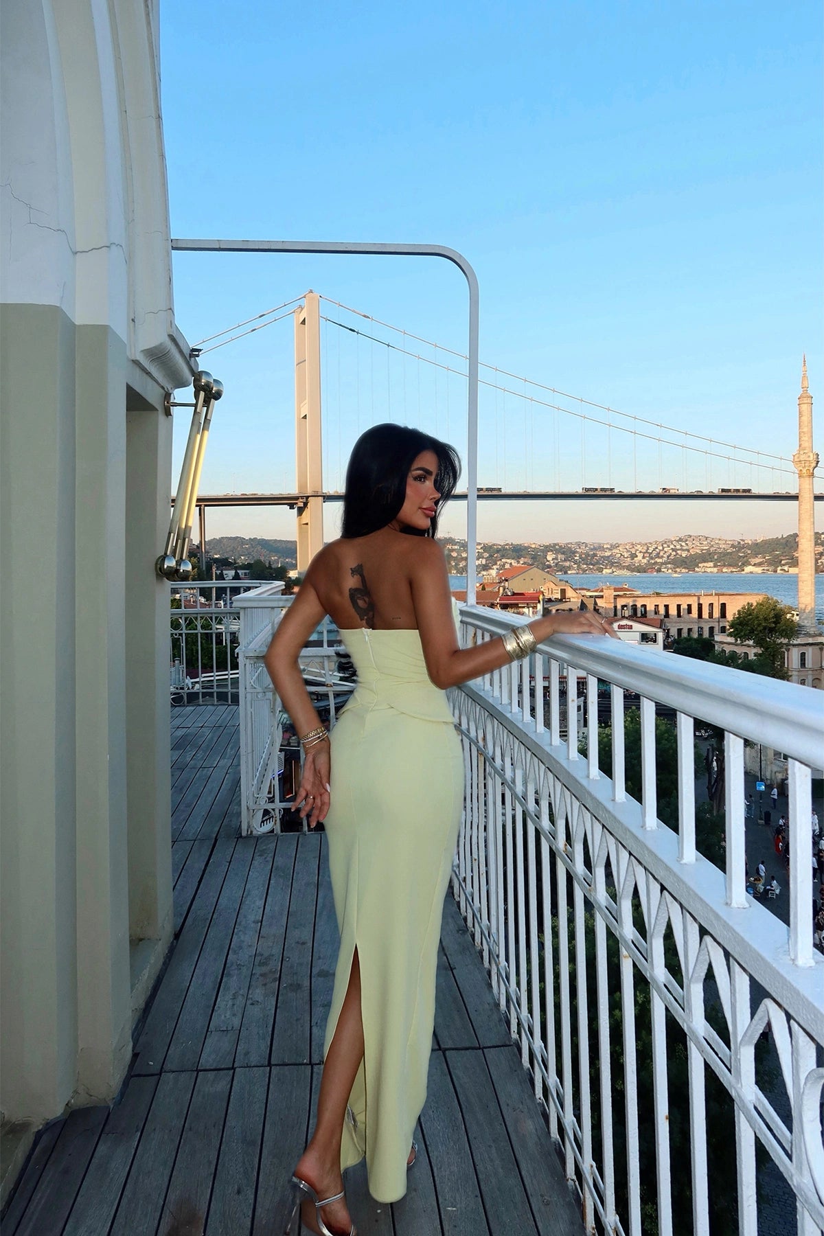 Yellow Soho Corset Detailed Long Dress ATE-3202