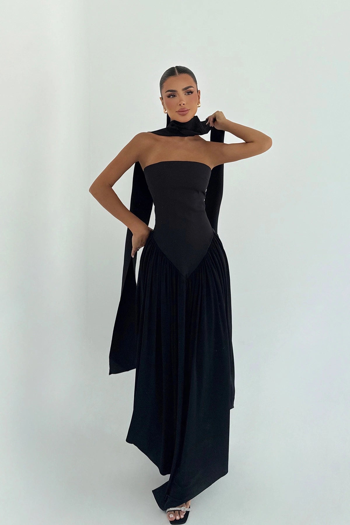 Black Tie-Down Dress ATE-3502